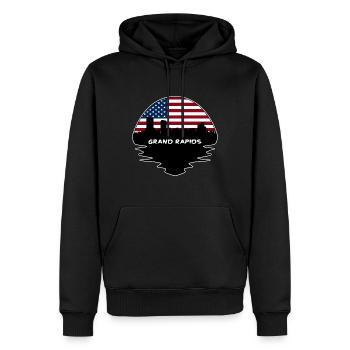 Grand Rapids Michigan Usa Flag Skyline Silhouette - Men’s Premium Organic Hoodie - black - Front - Nico (187cm)