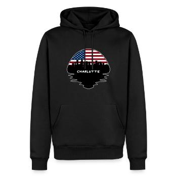 Charlotte Caroline du Nord États-Unis Flag Skyline Silhouet - Sweat à capuche Premium bio Homme - noir - Devant - Nico (187cm)