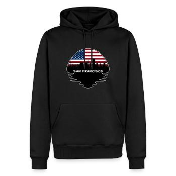 San Francisco Californie États-Unis Flag Skyline Silhouet - Sweat à capuche Premium bio Homme - noir - Devant - Nico (187cm)