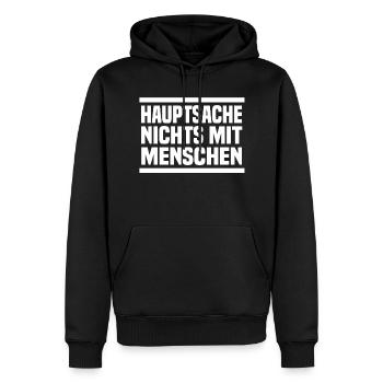 Hauptsache nichts mit Menschen - Männer Premium Bio Hoodie - Schwarz - Vorne - Nico (187cm)