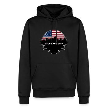 Salt Lake City Utah Usa Drapeau Skyline Silhouette Tr - Sweat à capuche Premium bio Homme - noir - Devant - Nico (187cm)