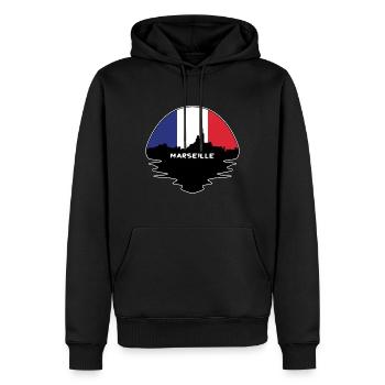 Marseille Frankreich Flagge Skyline Silhouette Reisen - Männer Premium Bio Hoodie - Schwarz - Vorne - Nico (187cm)