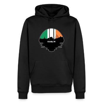Dublin Irlande Drapeau Skyline Voyage Silhouette - Sweat à capuche Premium bio Homme - noir - Devant - Nico (187cm)