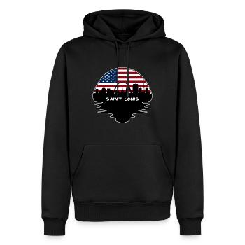 Saint Louis Missouri Usa Drapeau Skyline Silhouette T - Sweat à capuche Premium bio Homme - noir - Devant - Nico (187cm)
