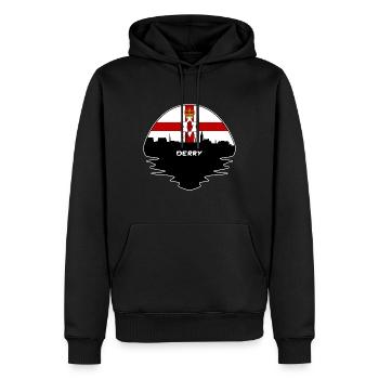 Derry-Nordirland-Flaggen-Skyline-Schattenbild-Tra - Männer Premium Bio Hoodie - Schwarz - Vorne - Nico (187cm)
