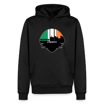Limerick Irlande Drapeau Skyline Voyage Silhouette - Sweat à capuche Premium bio Homme - noir - Devant - Nico (187cm)