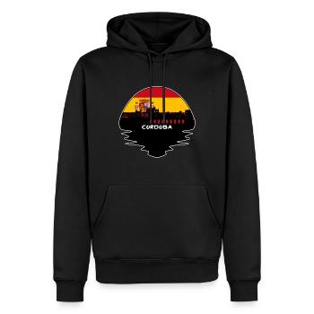Cordoue Espagne Drapeau Skyline Silhouette Travel - Sweat à capuche Premium bio Homme - noir - Devant - Nico (187cm)