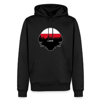 Lodz Pologne Drapeau Skyline Silhouette Travel - Sweat à capuche Premium bio Homme - noir - Devant - Nico (187cm)