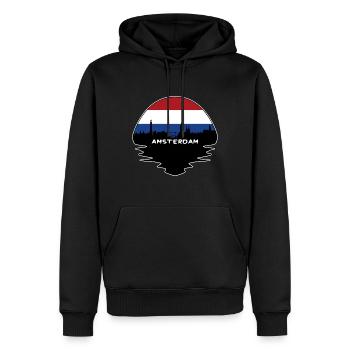 Amsterdam Niederlande Flagge Skyline Silhouette Trav - Männer Premium Bio Hoodie - Schwarz - Vorne - Nico (187cm)