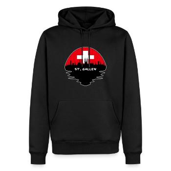 St. Gallen Suisse Drapeau Skyline Silhouette Tra - Sweat à capuche Premium bio Homme - noir - Devant - Nico (187cm)