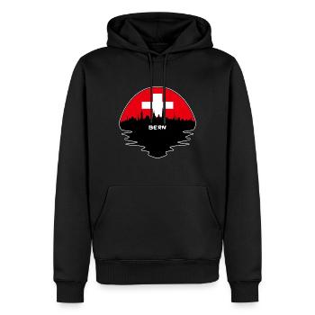 Berne Suisse Flag Skyline Silhouette Voyage - Sweat à capuche Premium bio Homme - noir - Devant - Nico (187cm)