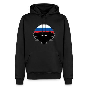 Kazan Russie Drapeau Skyline Silhouette Travel - Sweat à capuche Premium bio Homme - noir - Devant - Nico (187cm)