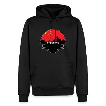 Shenyang-China-Flaggen-Skyline-Schattenbild-Reise - Männer Premium Bio Hoodie - Schwarz - Vorne - Nico (187cm)