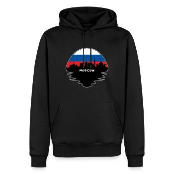 moscou, russie, drapeau, horizon, silhouette, voyage - Sweat à capuche Premium bio Homme - noir - Devant - Nico (187cm)