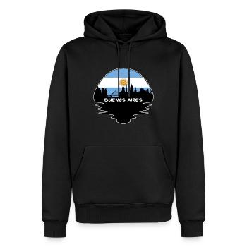 Buenos Aires Argentine Flag Skyline Silhouette Tra - Sweat à capuche Premium bio Homme - noir - Devant - Nico (187cm)