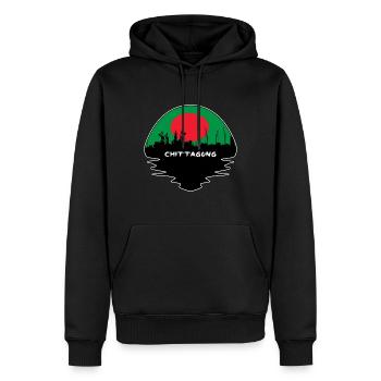 Chittagong Bangladesch Flagge Skyline Silhouette Trav - Männer Premium Bio Hoodie - Schwarz - Vorne - Nico (187cm)