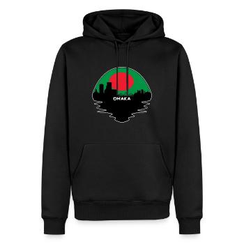 Dhaka Bangladesh Flag Skyline Silhouette Voyage - Sweat à capuche Premium bio Homme - noir - Devant - Nico (187cm)