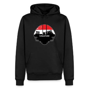 Singapour Drapeau de Singapour Skyline Silhouette Travel - Sweat à capuche Premium bio Homme - noir - Devant - Nico (187cm)