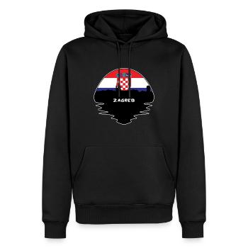 Zagreb Croatie Flag Skyline Silhouette Voyage - Sweat à capuche Premium bio Homme - noir - Devant - Nico (187cm)