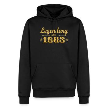 Anniversaire 1983 - Sweat à capuche Premium bio Homme - noir - Devant - Nico (187cm)