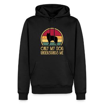 Alaskan Malamute Dog Lover Silhouette Retro Sunset - Sweat à capuche Premium bio Homme - noir - Devant - Nico (187cm)