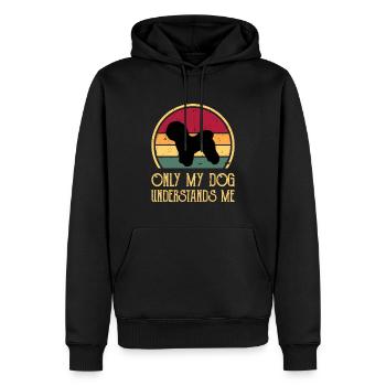 Bichon Frise Dog Lover Silhouette Vintage Sunset - Sweat à capuche Premium bio Homme - noir - Devant - Nico (187cm)