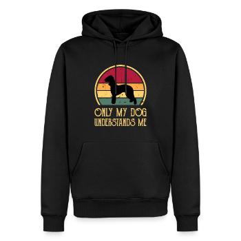 Bedlington Terrier Dog Silhouette Rétro Coucher de soleil - Sweat à capuche Premium bio Homme - noir - Devant - Nico (187cm)