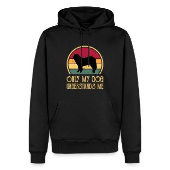 Chien de berger du Caucase Silhouette Rétro Coucher de soleil - Sweat à capuche Premium bio Homme - noir - Devant - Nico (187cm)