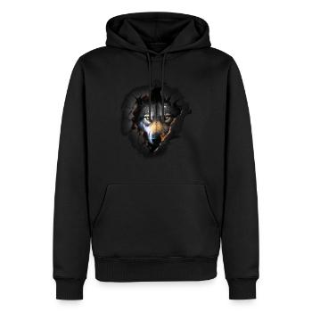 Wolf Wölfe Tiere Geschenk Kunst Tiermotiv - Männer Premium Bio Hoodie - Schwarz - Vorne - Nico (187cm)