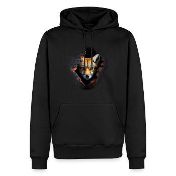 Fuchs - Männer Premium Bio Hoodie - Schwarz - Vorne - Nico (187cm)