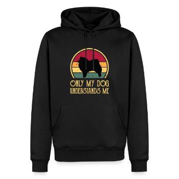Spitz japonais Dog Lover Silhouette Vintage Sunset - Sweat à capuche Premium bio Homme - noir - Devant - Nico (187cm)