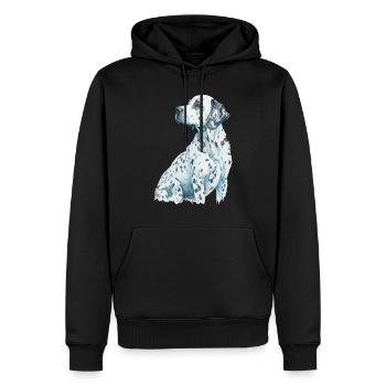 Nette dalmatinische Hunderasse Kopf Cartoon Illustration - Männer Premium Bio Hoodie - Schwarz - Vorne - Nico (187cm)