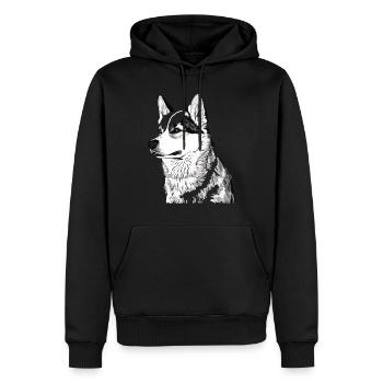 Nette Husky Hund Rasse Kopf Cartoon Illustration - Männer Premium Bio Hoodie - Schwarz - Vorne - Nico (187cm)