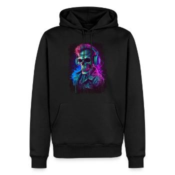 DJ de musique sombre zombie - Sweat à capuche Premium bio Homme - noir - Devant - Nico (187cm)