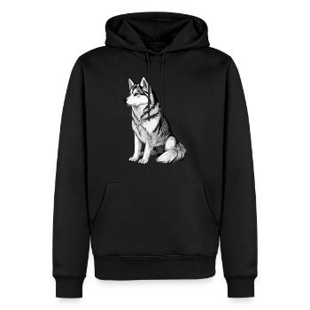 Nette Husky Hund Rasse Kopf Cartoon Illustration - Männer Premium Bio Hoodie - Schwarz - Vorne - Nico (187cm)