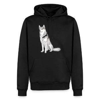 Nette Husky Hund Rasse Kopf Cartoon Illustration - Männer Premium Bio Hoodie - Schwarz - Vorne - Nico (187cm)