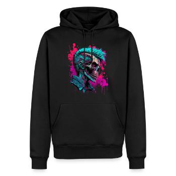 Crâne de zombie rave - Sweat à capuche Premium bio Homme - noir - Devant - Nico (187cm)