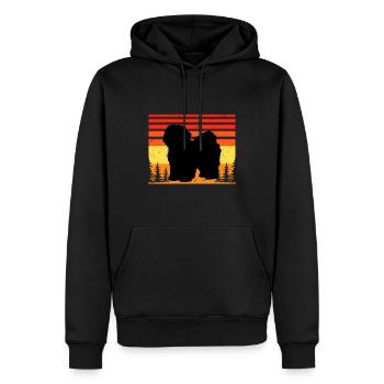 Bolognese Hundeliebhaber Silhouette Vintage Sonnenuntergang - Männer Premium Bio Hoodie - Schwarz - Vorne - Nico (187cm)
