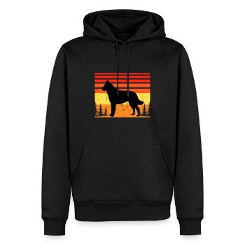 Berger Belge Laekenois Chien Silhouette Rétro - Sweat à capuche Premium bio Homme - noir - Devant - Nico (187cm)