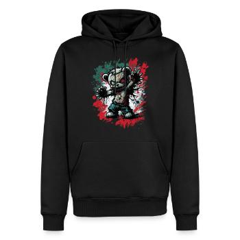 Zombie Teddy - Männer Premium Bio Hoodie - Schwarz - Vorne - Nico (187cm)