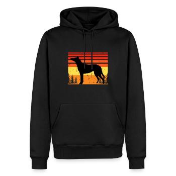 Collie Smooth Dog Lover Silhouette Vintage Sonnenuntergang - Männer Premium Bio Hoodie - Schwarz - Vorne - Nico (187cm)