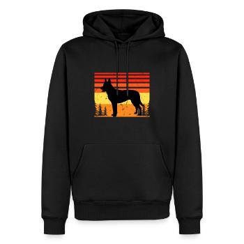 Berger Hollandais Chien Amoureux Silhouette Vintage Coucher de Soleil - Sweat à capuche Premium bio Homme - noir - Devant - Nico (187cm)