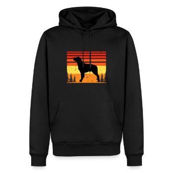 French Brittany Dog Love Silhouette Vintage Sunset - Men’s Premium Organic Hoodie - black - Front - Nico (187cm)