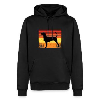 Dunker Dog Lover Silhouette Vintage Sunset - Sweat à capuche Premium bio Homme - noir - Devant - Nico (187cm)