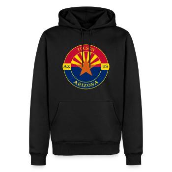 Tucson Arizona Flagge USA Reise Souvenir Abzeichen - Männer Premium Bio Hoodie - Schwarz - Vorne - Nico (187cm)