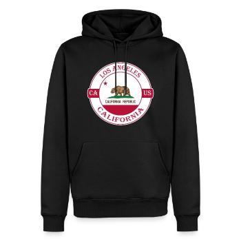 Los Angeles California Flag USA Souvenir Badge - Sweat à capuche Premium bio Homme - noir - Devant - Nico (187cm)