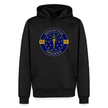 Indianapolis Indiana Flagge USA Souvenir Abzeichen - Männer Premium Bio Hoodie - Schwarz - Vorne - Nico (187cm)