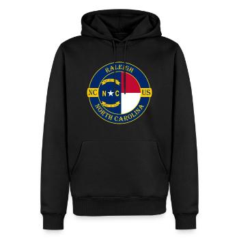 Raleigh North Carolina Flag USA Souvenir Badge - Sweat à capuche Premium bio Homme - noir - Devant - Nico (187cm)