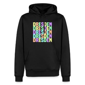 Dresden Regenbogen - Männer Premium Bio Hoodie - Schwarz - Vorne - Nico (187cm)