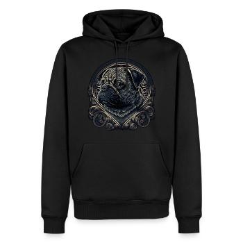 Kleiner Mops mit Ornamenten - Männer Premium Bio Hoodie - Schwarz - Vorne - Nico (187cm)
